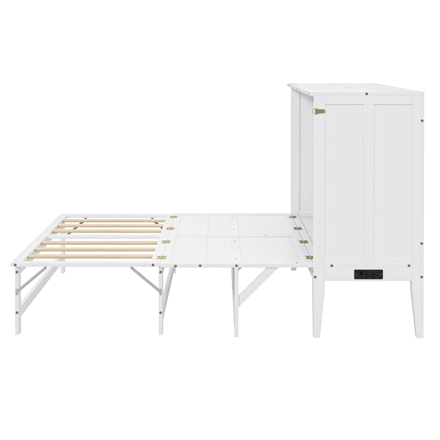Queen Size Murphy Bed with Built-In Charging Station and a Shelf