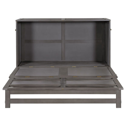 Queen Size Murphy Bed with Built-In Charging Station, Antique Grey