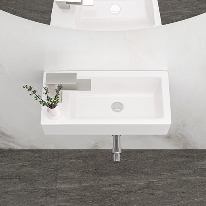 14.57x7.28 Inch White Ceramic Rectangle Wall Mount Bathroom Sink