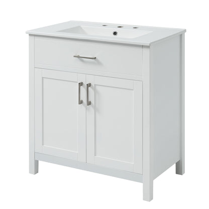 30-Inch Bathroom Vanity with Ceramic Sink and Ample Storage