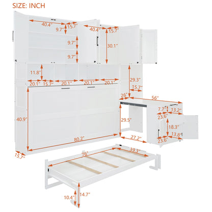 Twin Size Murphy Bed Wall Bed with Closet