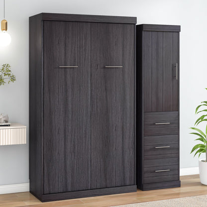 Twin Size Murphy Bed with Wardrobe and Drawers