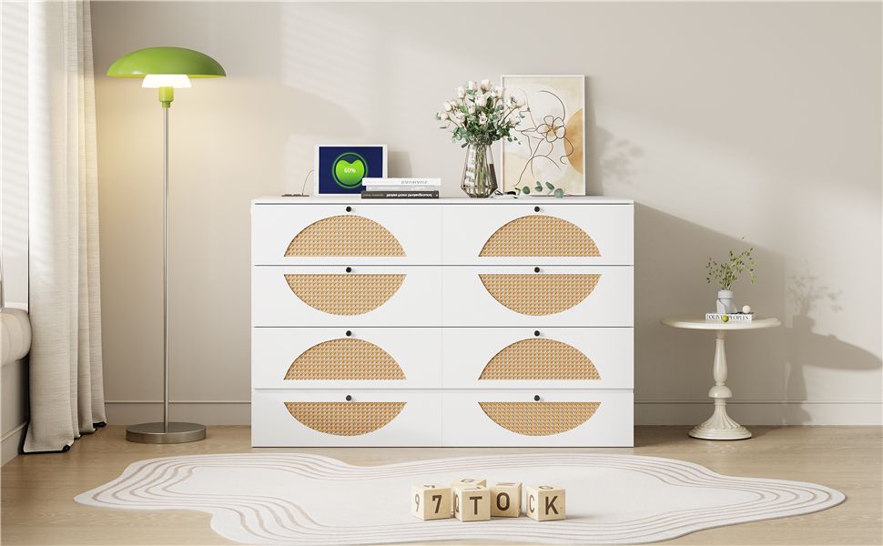 Queen Size Murphy Bed with Large Drawer,USB Ports and Outlets,White