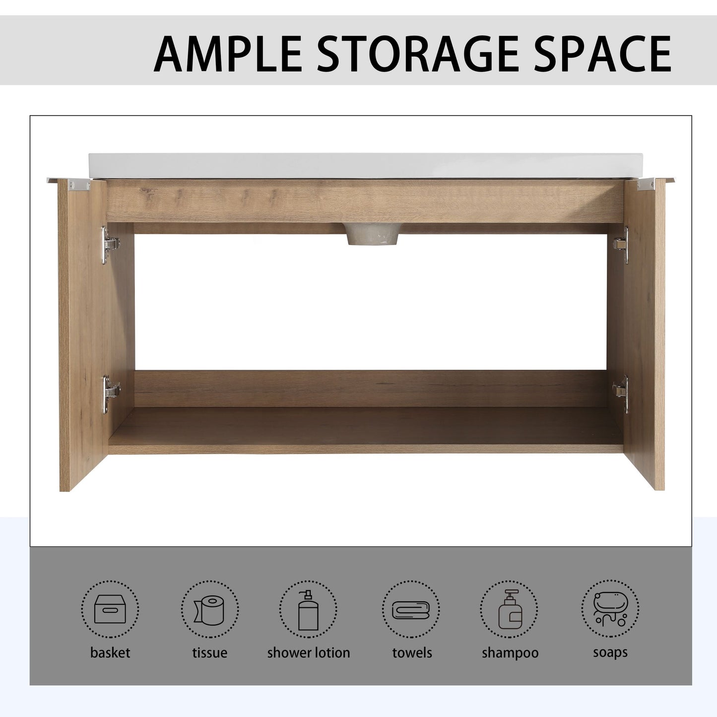 84" Wall-Mounted Bathroom Vanity With Sink and Side Cabinet