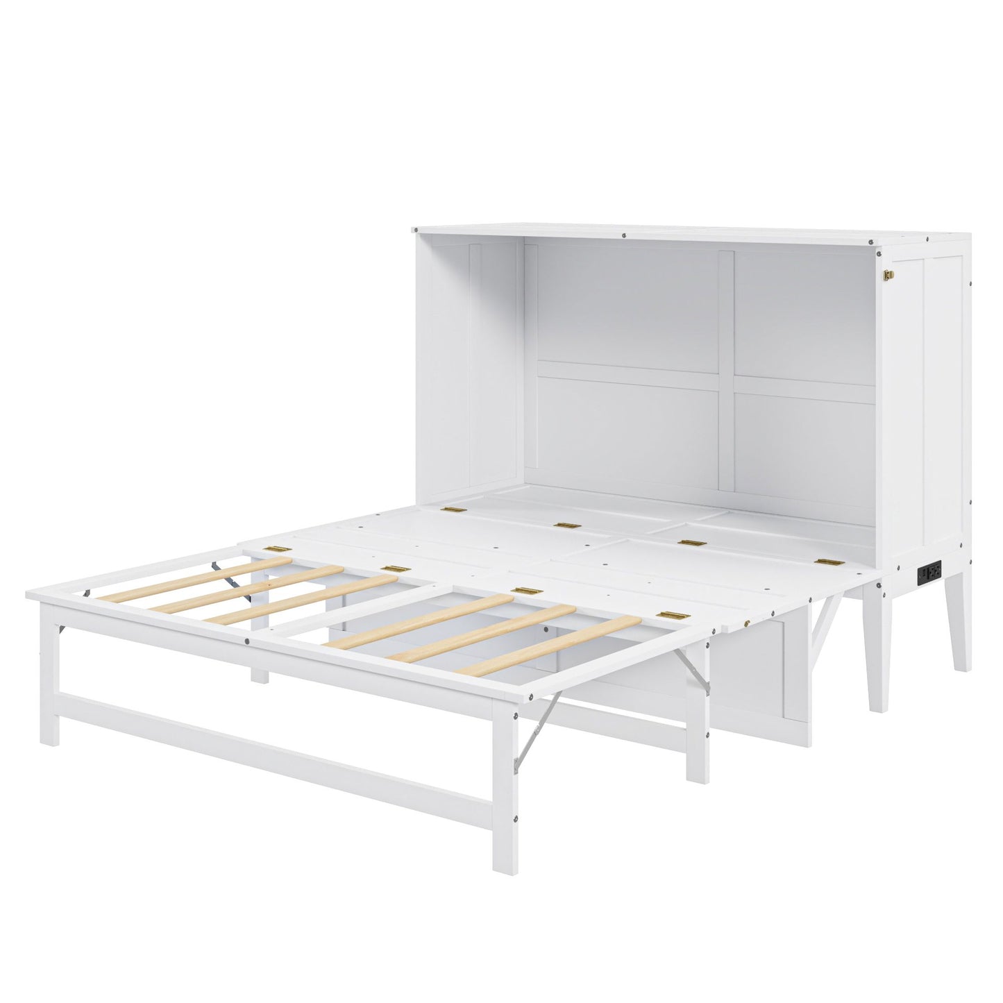 Queen Size Murphy Bed with Built-In Charging Station and a Shelf