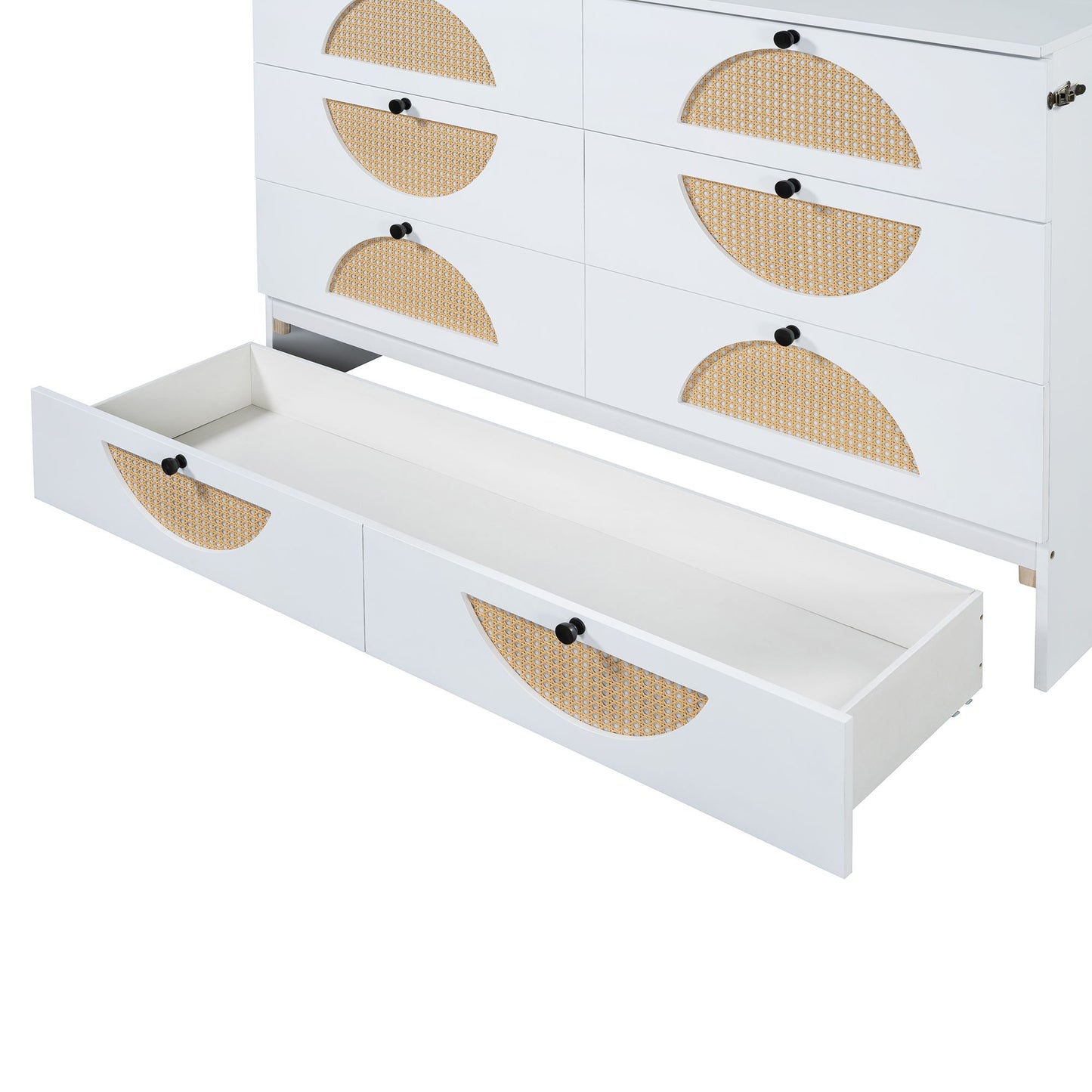 Queen Size Murphy Bed with Large Drawer,USB Ports and Outlets,White