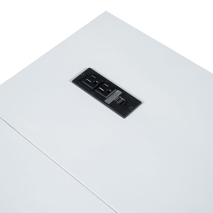 Queen Size Murphy Bed with Large Drawer,USB Ports and Outlets,White