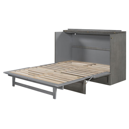Queen Size Murphy Bed with Large Drawers & USB Ports