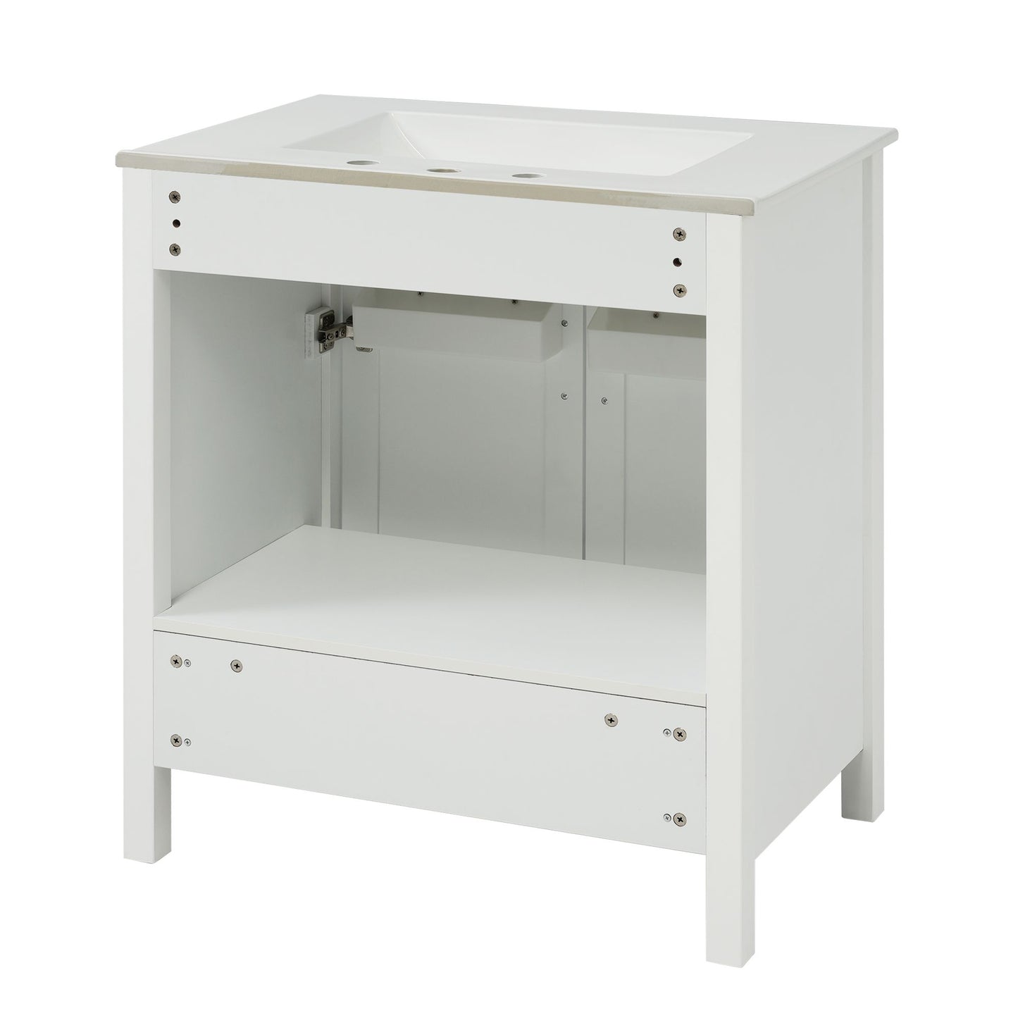 30-Inch Bathroom Vanity with Ceramic Sink and Ample Storage