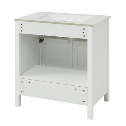 30-Inch Bathroom Vanity with Ceramic Sink and Ample Storage