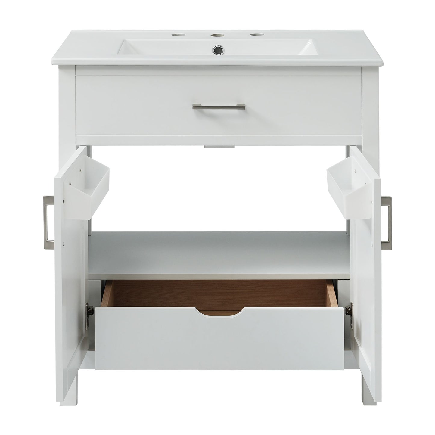 30-Inch Bathroom Vanity with Ceramic Sink and Ample Storage