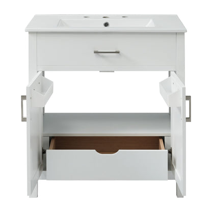 30-Inch Bathroom Vanity with Ceramic Sink and Ample Storage