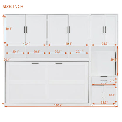 Twin Size Murphy Bed Wall Bed with Closet