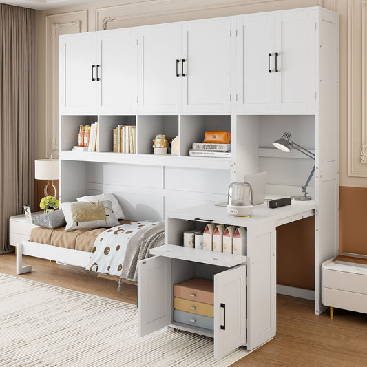 Twin Size Murphy Bed Wall Bed with Closet