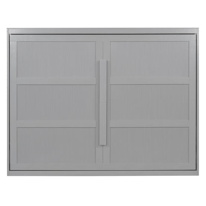 Queen Size Murphy Bed Wall Bed Modern design with LED Lights,Gray