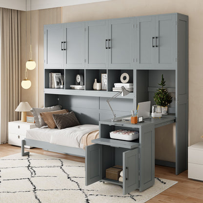 Twin Size Murphy Bed Wall Bed with Closet