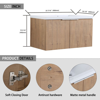 84" Wall-Mounted Bathroom Vanity With Sink and Side Cabinet