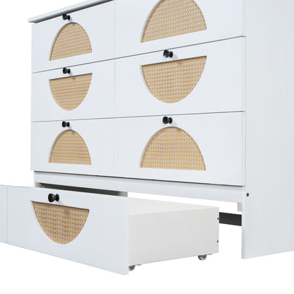 Queen Size Murphy Bed with Large Drawer,USB Ports and Outlets,White
