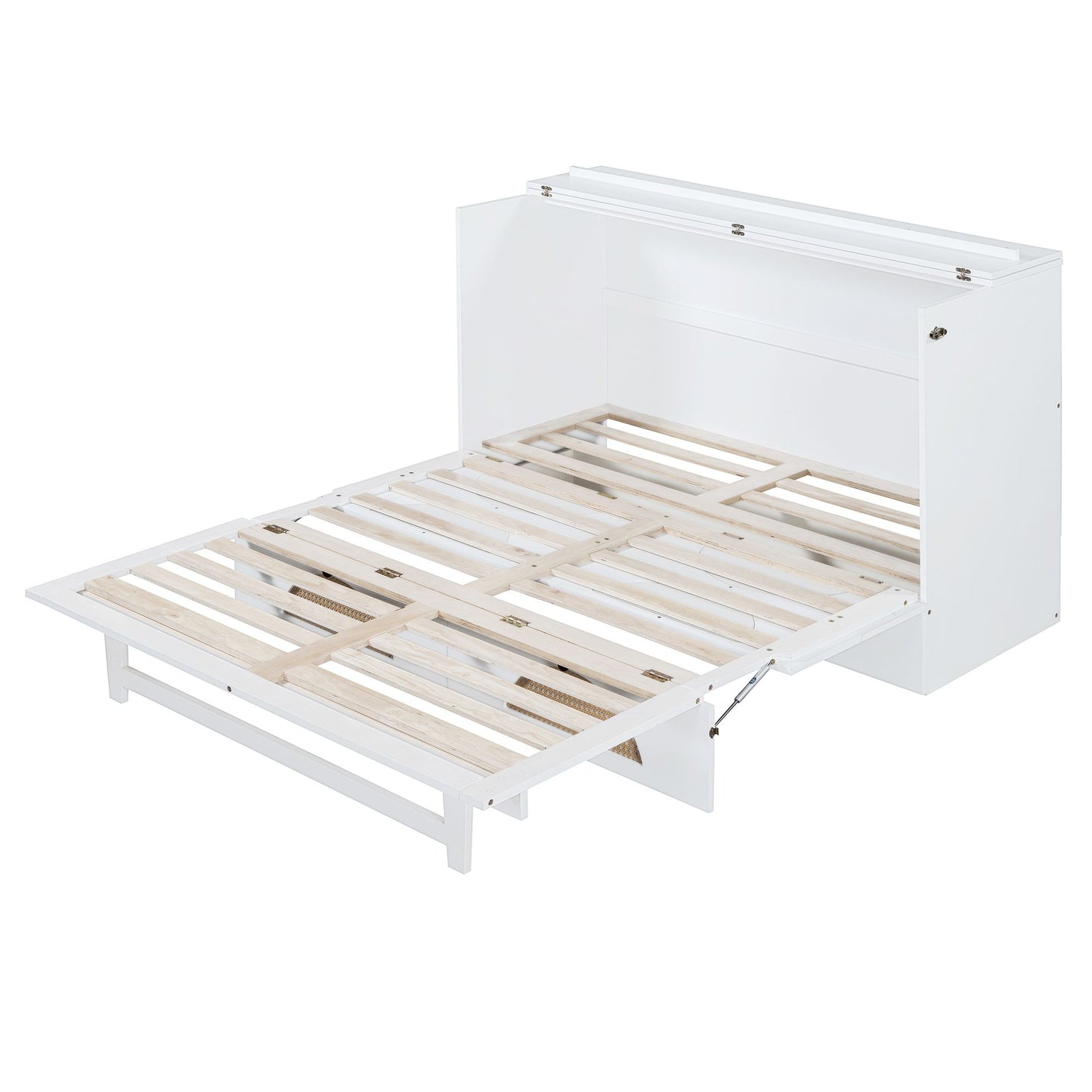 Queen Size Murphy Bed with Large Drawer,USB Ports and Outlets,White