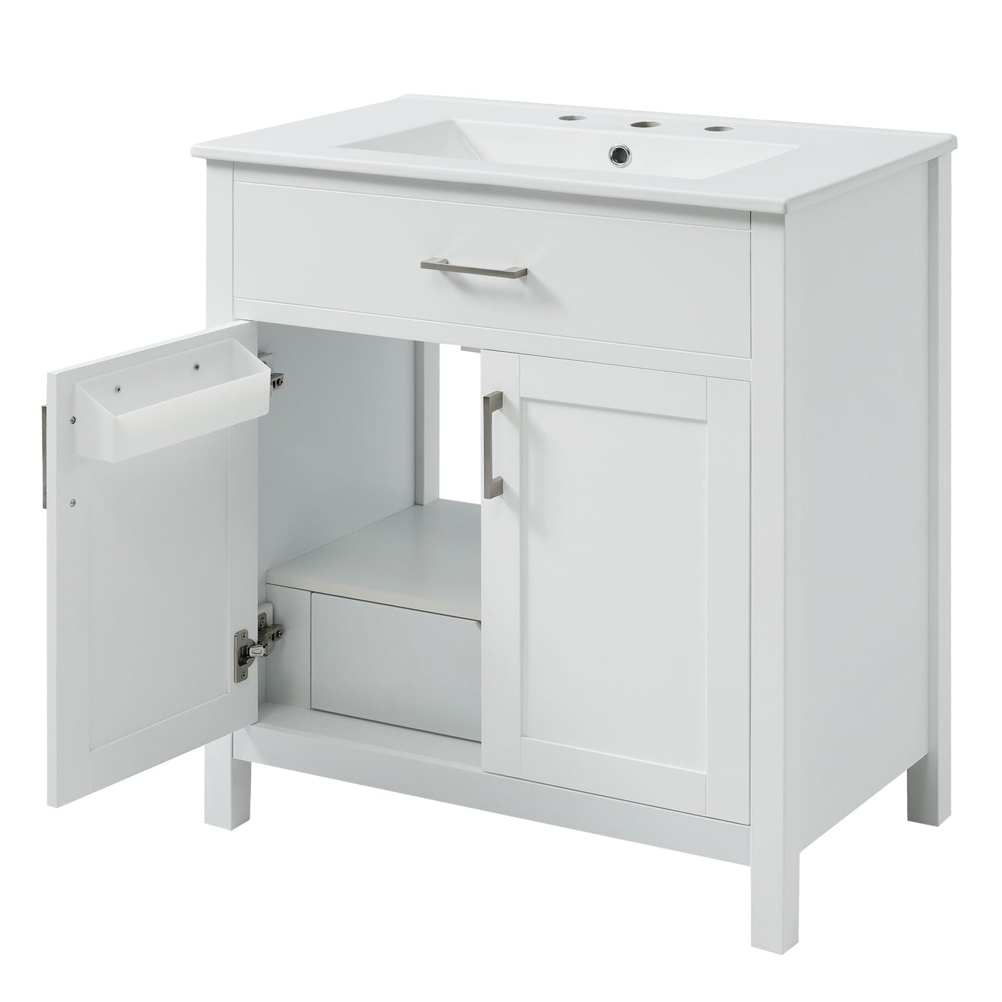 30-Inch Bathroom Vanity with Ceramic Sink and Ample Storage