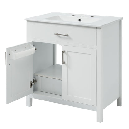 30-Inch Bathroom Vanity with Ceramic Sink and Ample Storage