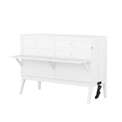 Queen Size Murphy Bed with Built-In Charging Station and a Shelf
