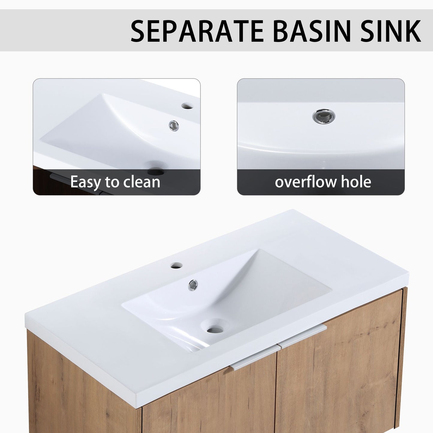 84" Wall-Mounted Bathroom Vanity With Sink and Side Cabinet