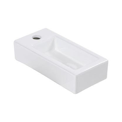14.57x7.28 Inch White Ceramic Rectangle Wall Mount Bathroom Sink
