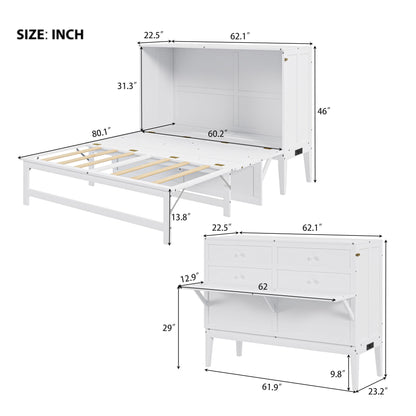 Queen Size Murphy Bed with Built-In Charging Station and a Shelf