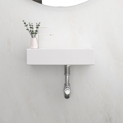 14.57x7.28 Inch White Ceramic Rectangle Wall Mount Bathroom Sink