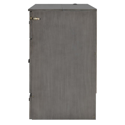 Full Size Murphy Bed with Large Drawers & USB Ports,Brushed Gray