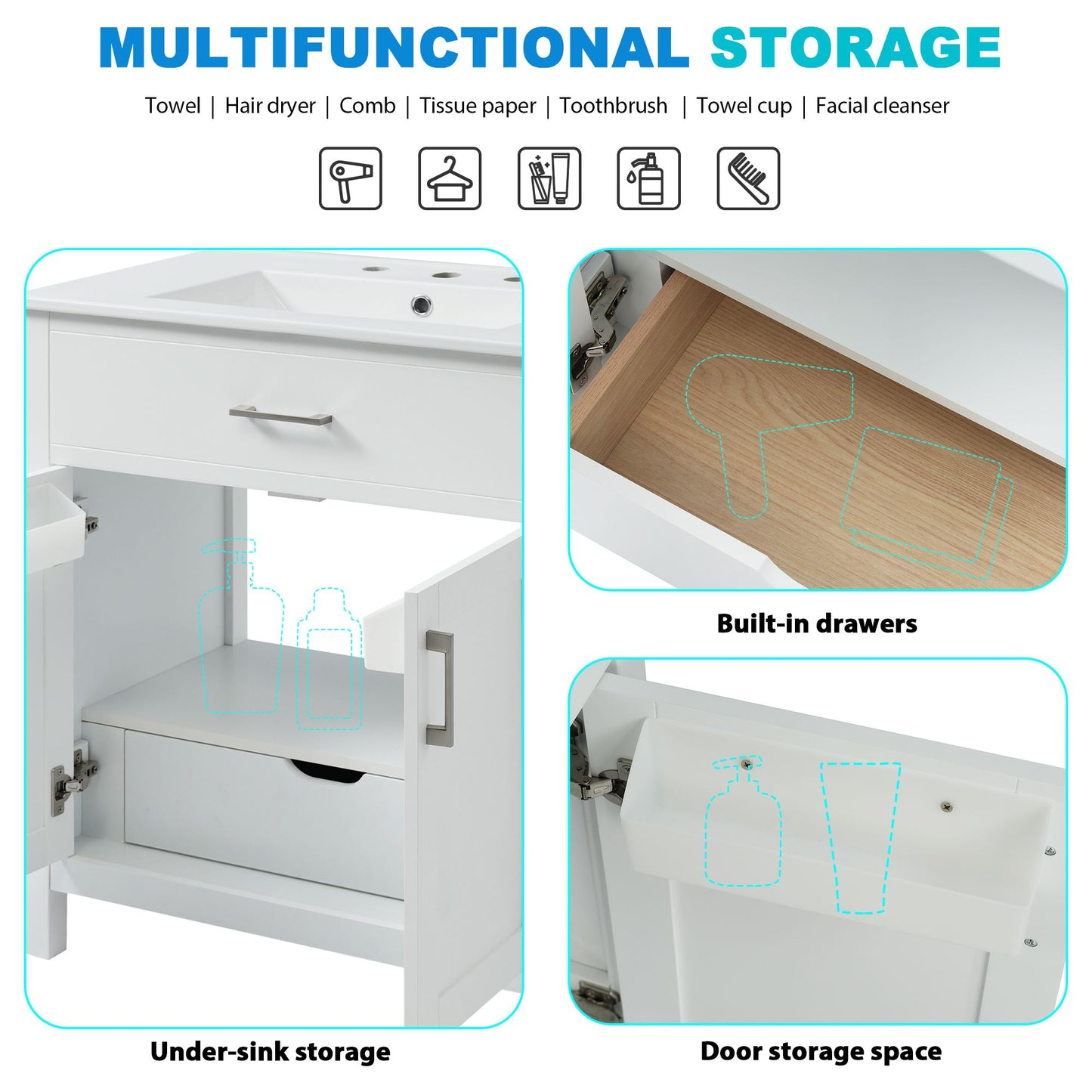 30-Inch Bathroom Vanity with Ceramic Sink and Ample Storage