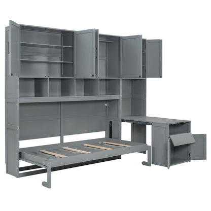 Twin Size Murphy Bed Wall Bed with Closet