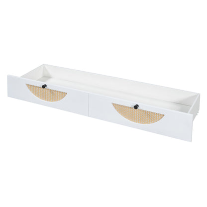 Queen Size Murphy Bed with Large Drawer,USB Ports and Outlets,White