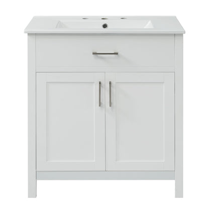 30-Inch Bathroom Vanity with Ceramic Sink and Ample Storage