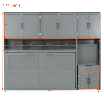 Twin Size Murphy Bed Wall Bed with Closet