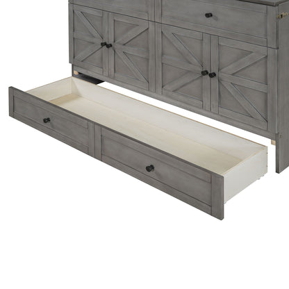 Queen Size Murphy Bed with Large Drawers & USB Ports