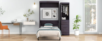 Twin Size Murphy Bed with Wardrobe and Drawers