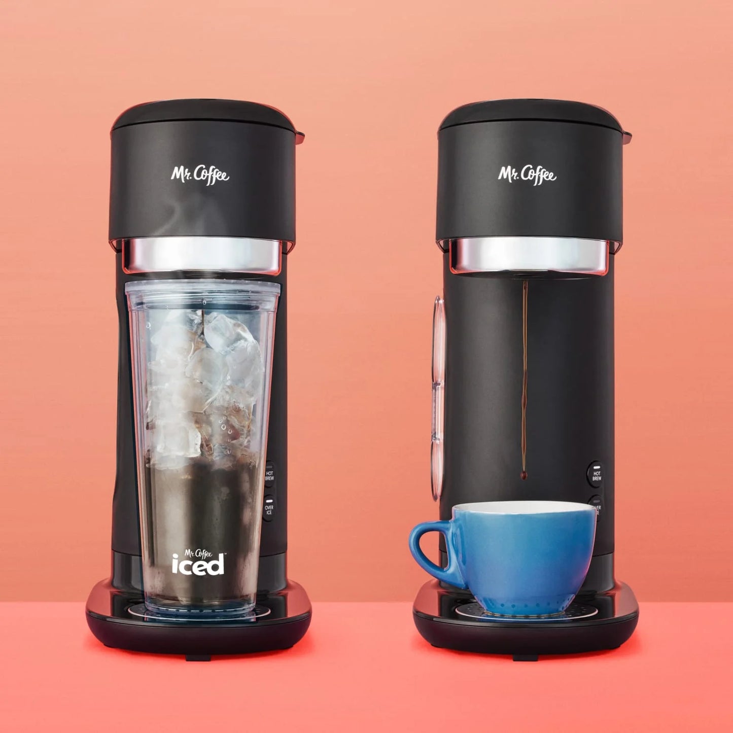 Single-Serve Iced and Hot Coffee Maker with Reusable Tumbler and Coffee Filter, Black