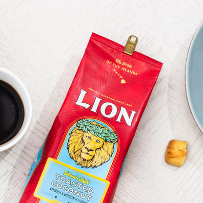 Lion Coffee Toasted Coconut Flavored Coffee 24 Ounce Premium Arabica Beans