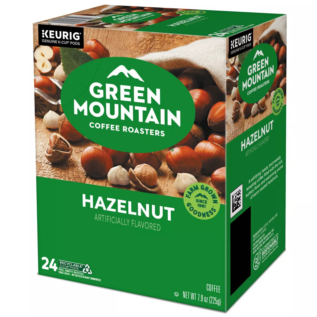 24Ct Green Mountain Coffee Hazelnut Keurig K-Cup Coffee Pods Flavored Coffee Light Roast