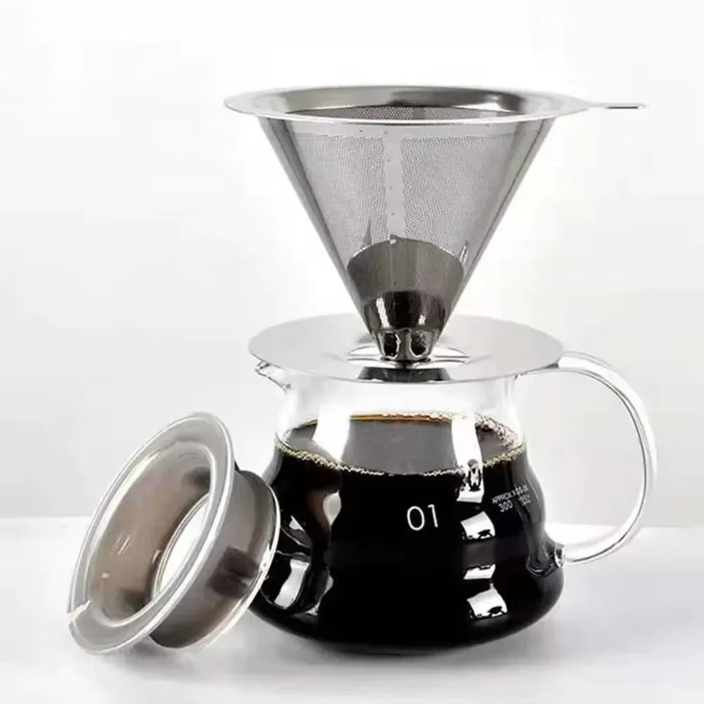 Reusable Coffee Filter Holder Versatile Double Layer Stainless Steel Coffee Tea Strainer Coffee Accessories Coffee Making Tool