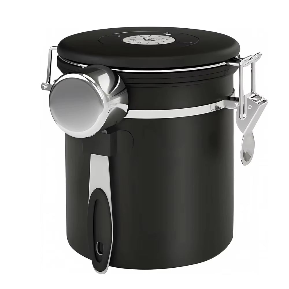 1800Ml Coffee Canister Airtight 22Oz Coffee Container Stainless Steel Coffee Bean Storage Container with Scoop for Beans Black