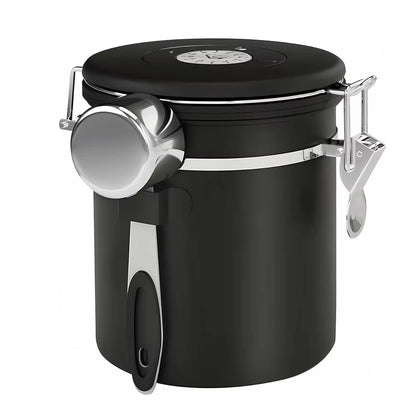 1800Ml Coffee Canister Airtight 22Oz Coffee Container Stainless Steel Coffee Bean Storage Container with Scoop for Beans Black