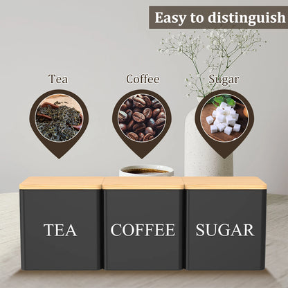 3Pcs Coffee Bean Storage Tea Sugar Canister Coffee Bean Splitting Bottle Storage Coffee Sealing Can Kitchen Coffee Accessories