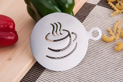 Stainless Steel Coffee Pattern Mold Thick Coffee Foam Spraying Tool Mold Coffee Decoration Coffee Accessories Decoration Tool