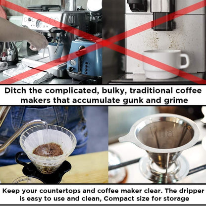 Coffee Filter Fine Mesh Coffee Maker Stainless Steel Pour over Coffee Dripper