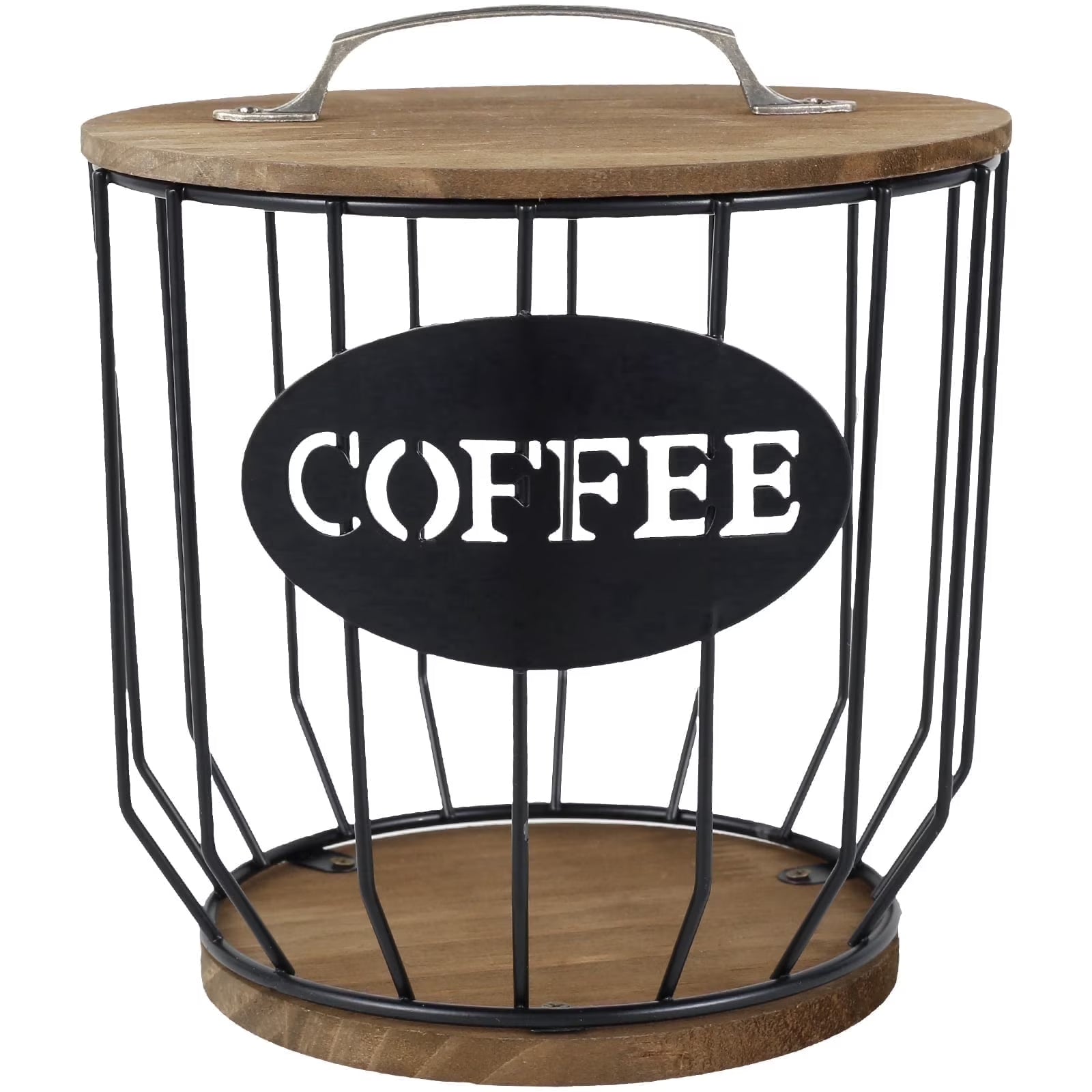 K Cup Holder Coffee Pod Holder Large Capacity Black Wire Coffee Pod Storage Organizer with Wooden Base Coffee Bar Accessories for Counter