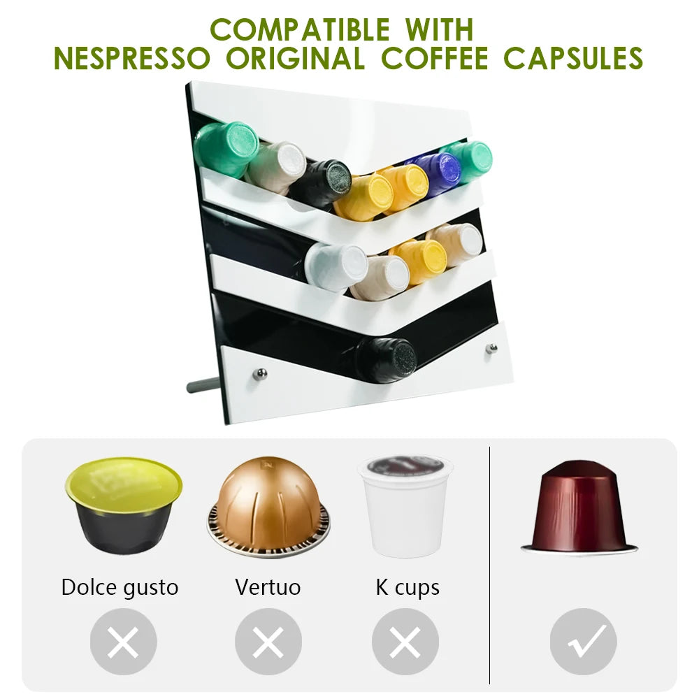Coffee Pod Dispenser Acrylic Coffee Holder Capsule Shelves Support Coffee Capsule Tower Stand Cup Display Rack