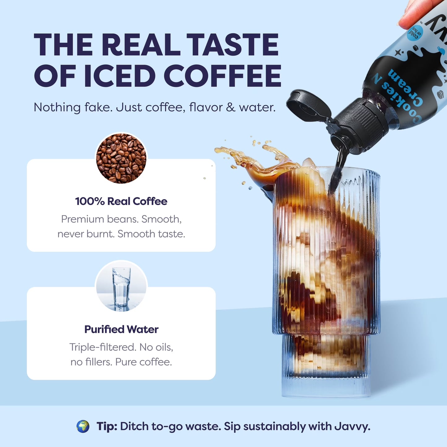 Javvy Coffee Concentrate - Cold Brew Coffee, Perfect for Instant Iced Coffee, Cold Brewed Coffee and Hot Coffee, 35 Servings - Cookies N’ Cream